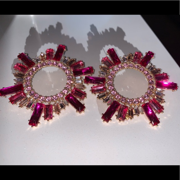 *As seen on Kyle Richards* Amina Muaddi BEGUM' CRYSTAL EMBELLISHED DISK EARRINGS - Picture 9 of 16